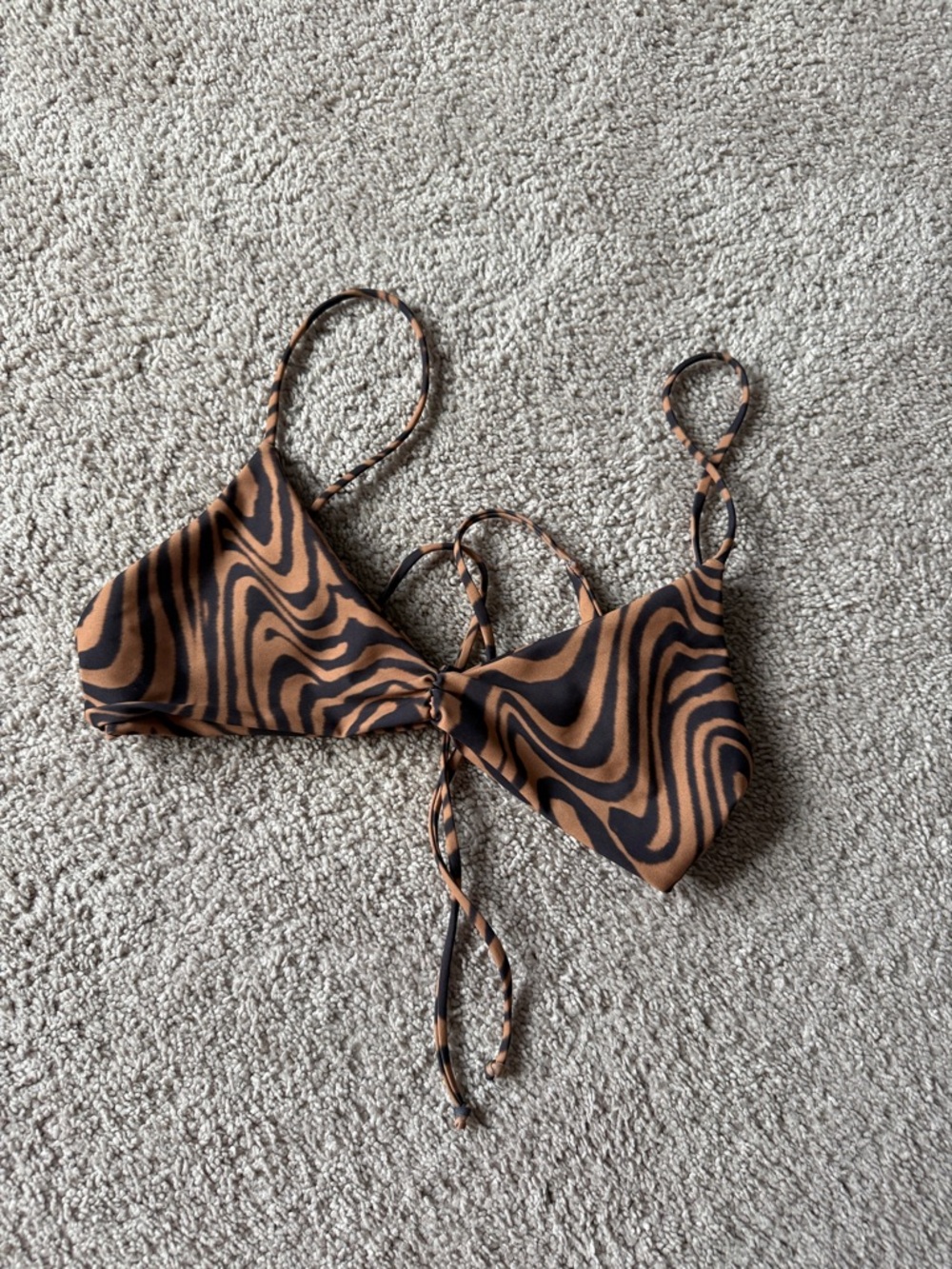 Skatie Brown and Black Swirl Bikini Top
